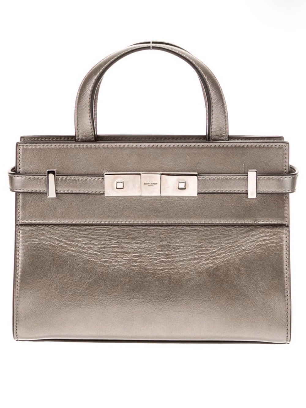 Saint Laurent Leather Manhattan Small Shoulder Bag – Metallic Silver